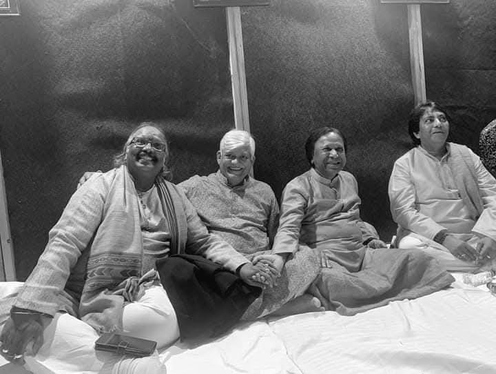 Guruji with Pt. Umakant Gundecha, Ustad Shahid Parvez, Ustad Rashid Khan